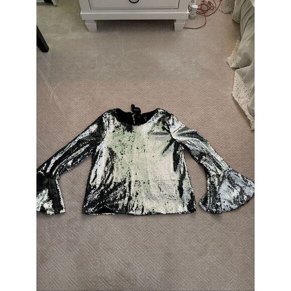 design lab Tops - NWOT Design Lab Sequin Bell Sleeve Blouse